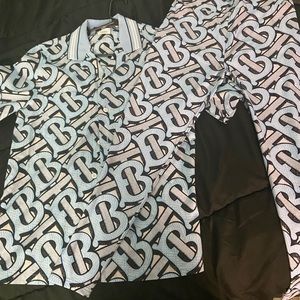 Burberry button up  with leggings Worn once already sent t2the cleaners like new
